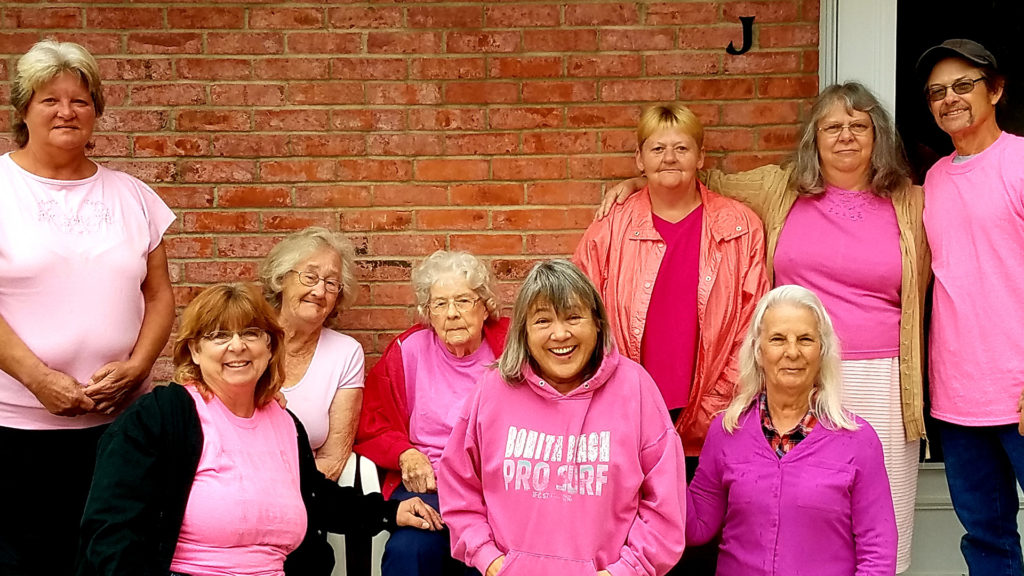 Ironton Estates residents wear pink in support of breast cancer research.